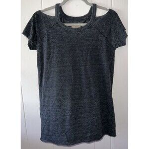Chaser Heathered Charcoal Gray Cold Shoulder T-Shirt Women’s Size Medium